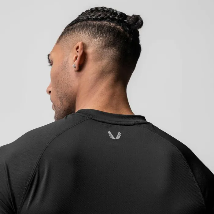 ASRV Short Sleeves Men AeroSilver Fitted Tee Black
