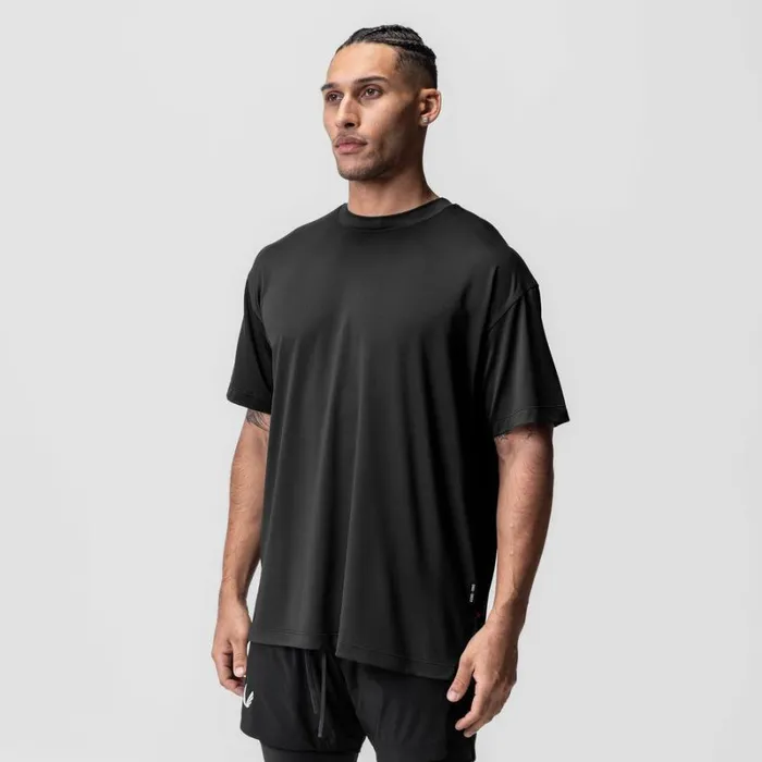 ASRV Short Sleeves Men AeroSilver Oversized Tee Black