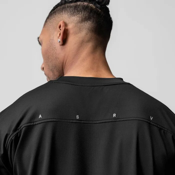 ASRV Short Sleeves Men AeroSilver Oversized Tee Black