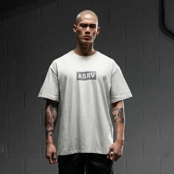 ASRV Short Sleeves Men Technical Essentials Relaxed Tee Stone 034box Logo034 ASRV Short Sleeves Men Technical Essentials Relaxed Tee Stone 034box Logo034