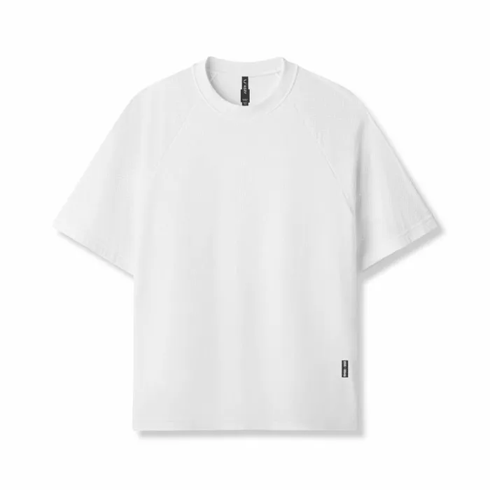ASRV Short Sleeves Men Waffle Knit Oversized Tee White