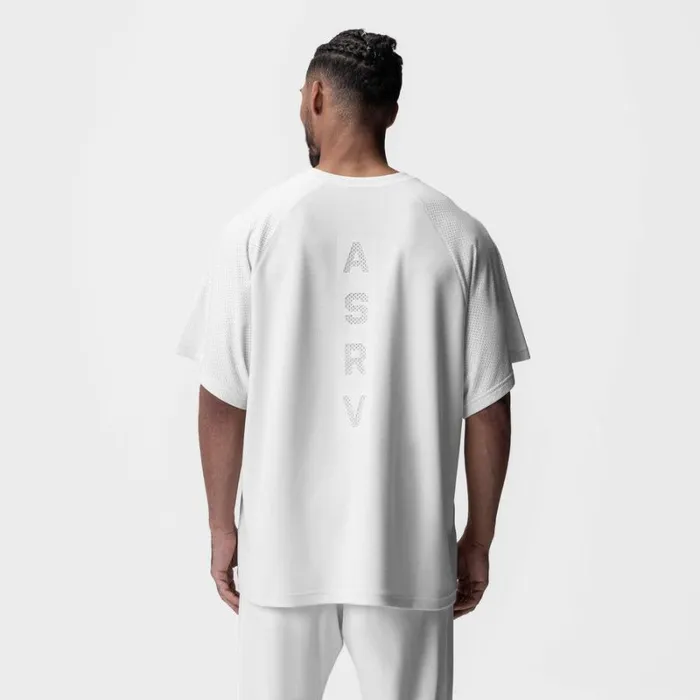 ASRV Short Sleeves Men Waffle Knit Oversized Tee White