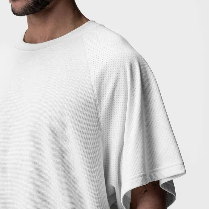 ASRV Short Sleeves Men Waffle Knit Oversized Tee White