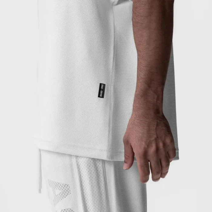 ASRV Short Sleeves Men Waffle Knit Oversized Tee White
