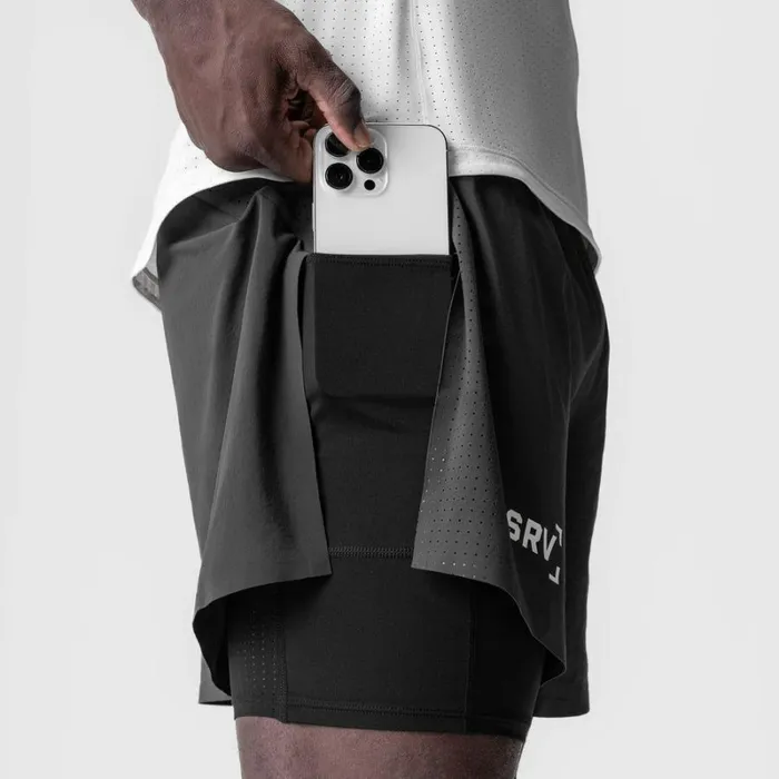 ASRV Shorts Men Aerotex 4034 High Split Liner Short Space Grey