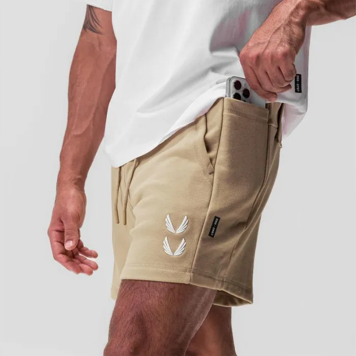 ASRV Shorts Men TechTerry Sidelock Sweat Short Khaki 034stacked Wings034
