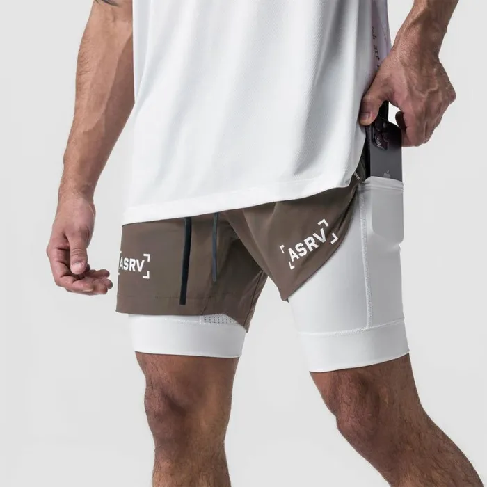 ASRV Shorts Men TetraLite 5034 Liner Short Deep Taupe 034bracket034white