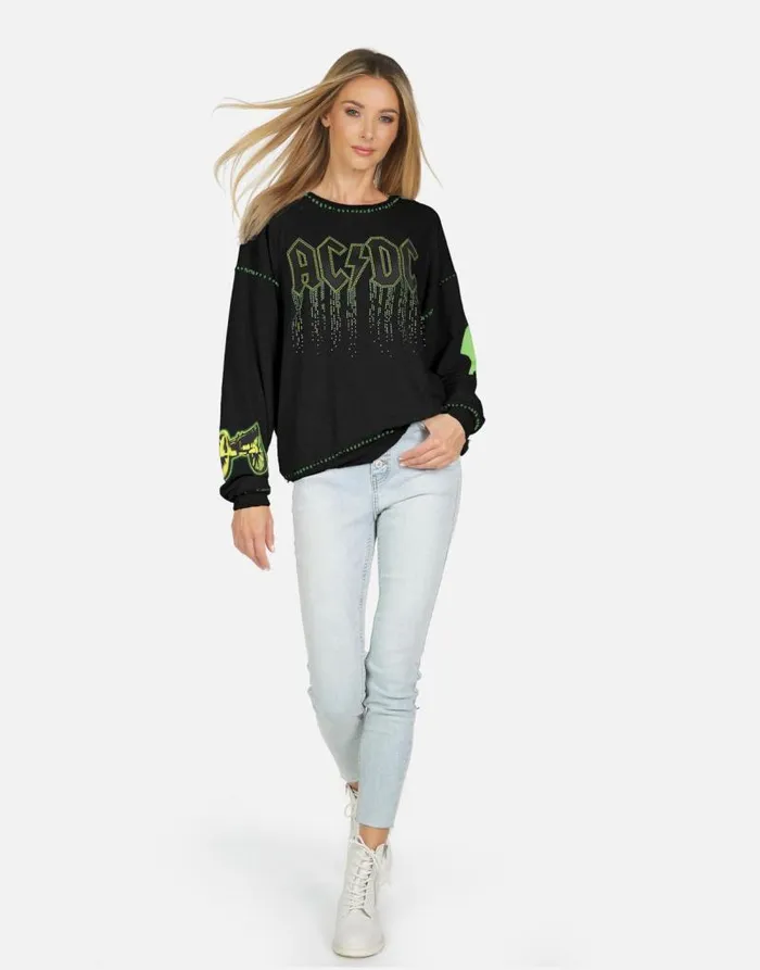 Babbs ACDC Neon Stud Black Women Lauren Moshi Long Sleeve