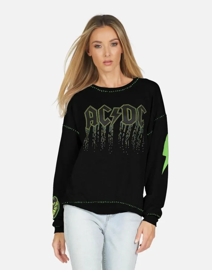 Babbs ACDC Neon Stud Black Women Lauren Moshi Long Sleeve
