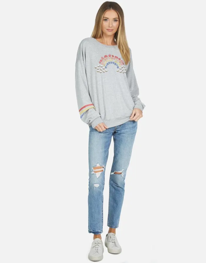 Babbs Fruit Rainbow Heather Grey Women Lauren Moshi Long Sleeve