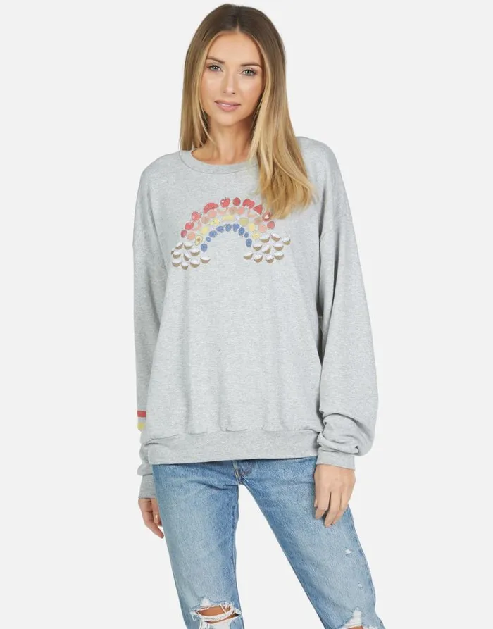 Babbs Fruit Rainbow Heather Grey Women Lauren Moshi Long Sleeve