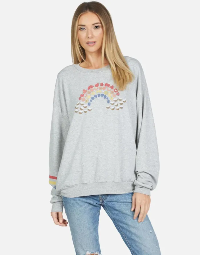Babbs Fruit Rainbow Heather Grey Women Lauren Moshi Long Sleeve