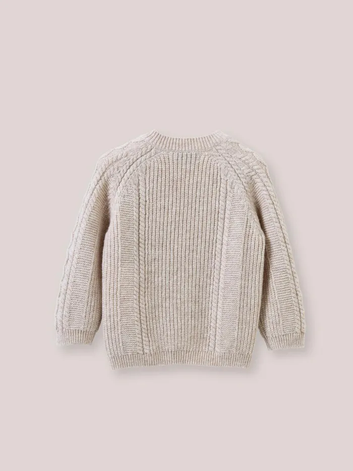 Baby Baby Boy Cyrillus CableKnit Wool Sweater Beige Chine