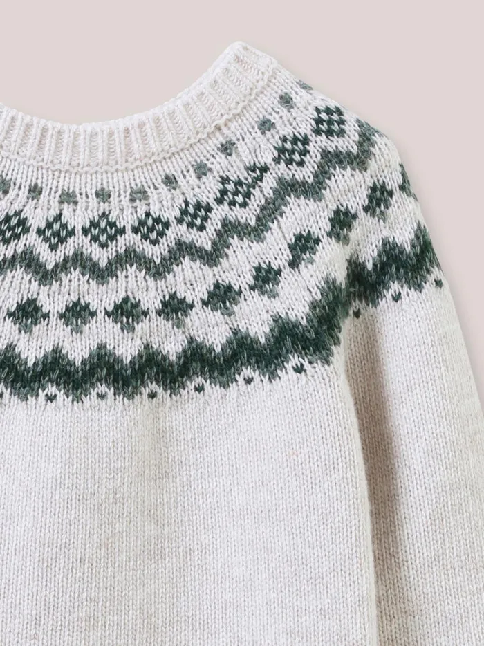 Baby Baby Boy Cyrillus Jacquard Wool Sweater Avoine Chine