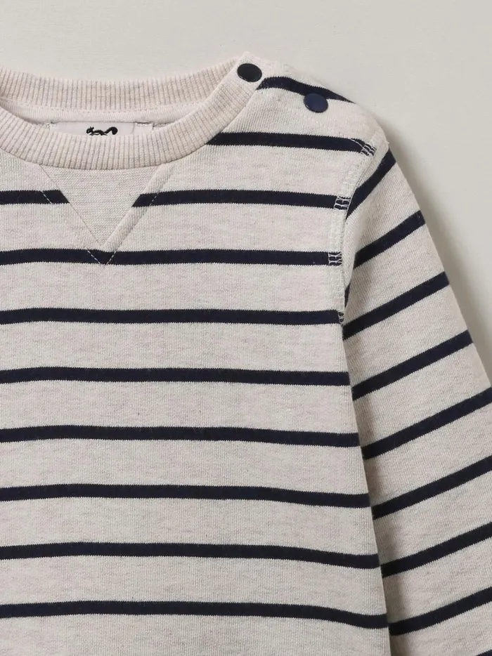Baby Baby Boy Cyrillus Stripe Organic Cotton Sweater Rayure Marineecru