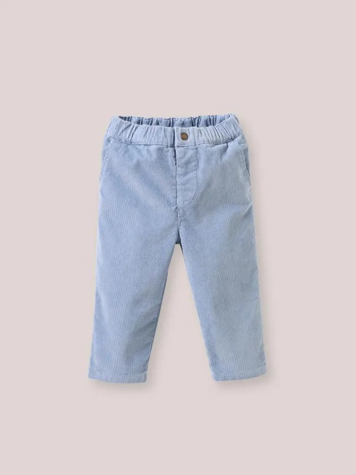 Baby Baby Boy Cyrillus Velour Trousers Bleu Clair