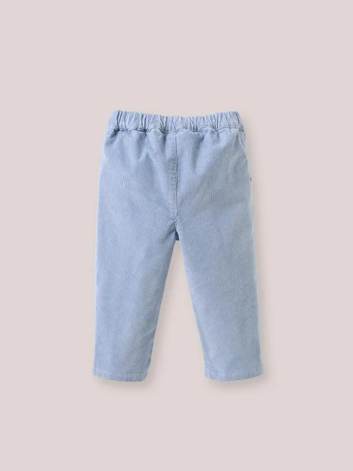 Baby Baby Boy Cyrillus Velour Trousers Bleu Clair