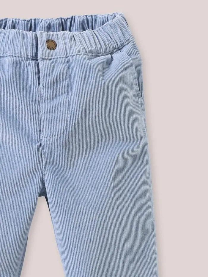 Baby Baby Boy Cyrillus Velour Trousers Bleu Clair