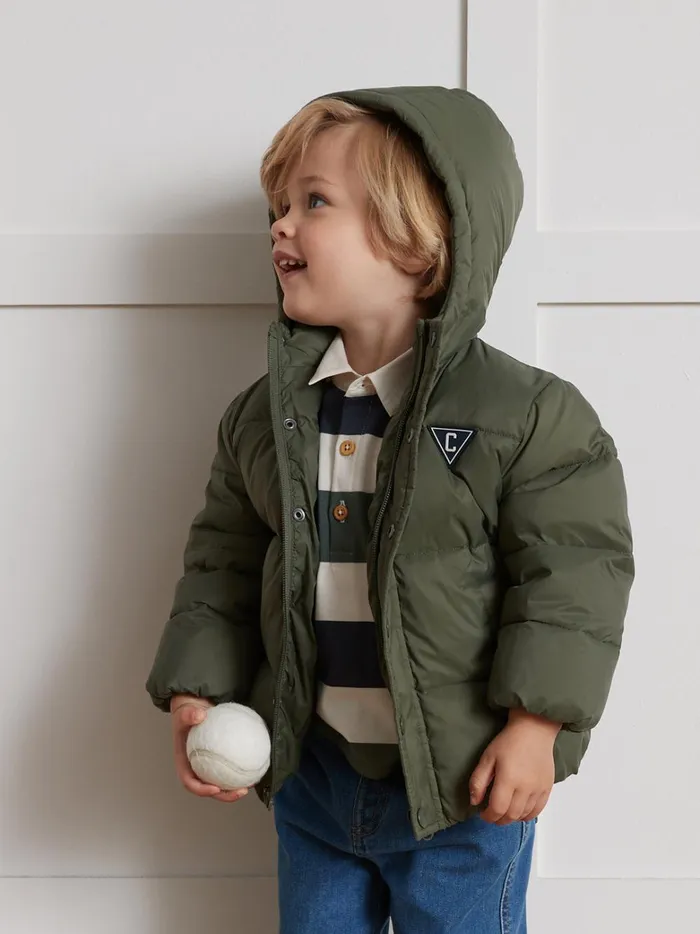Baby Baby Boy Cyrillus Warm SherpaLined Puffer Jacket Vert Fougere