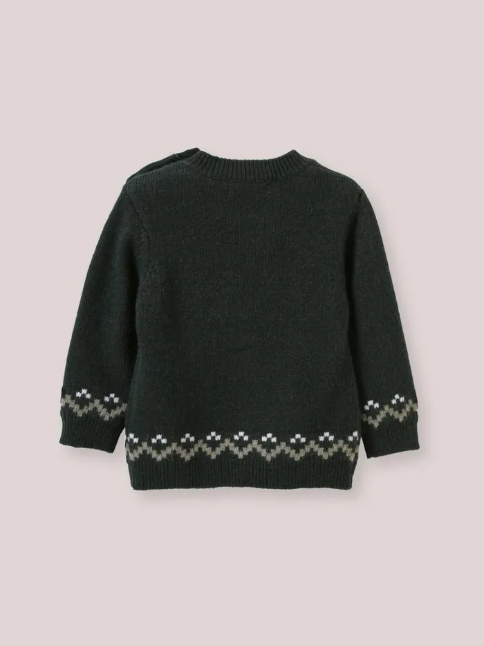 Baby Baby Boy Cyrillus Wool Bear Sweater Vert Chasse
