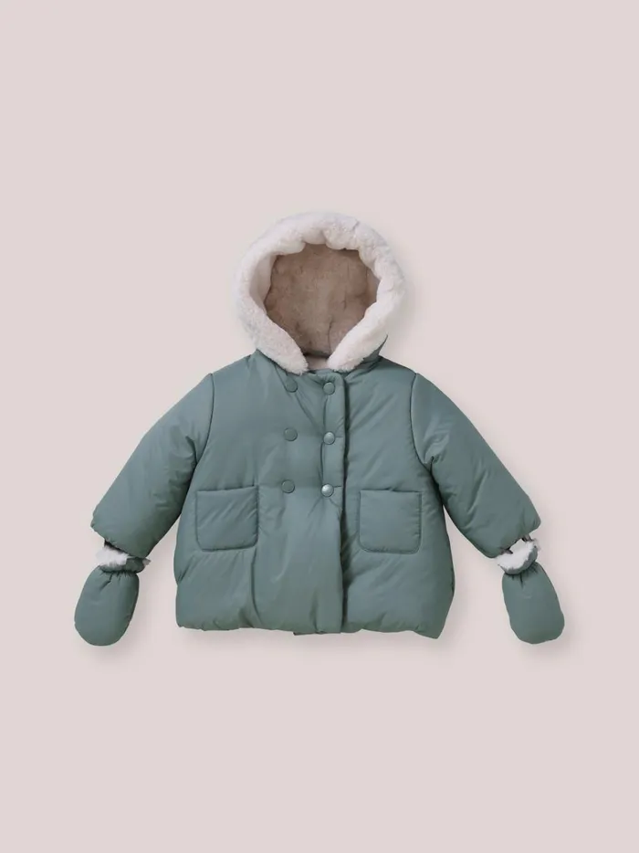 Baby Baby Girl Cyrillus SherpaLined Puffer Jacket Vert De Gris