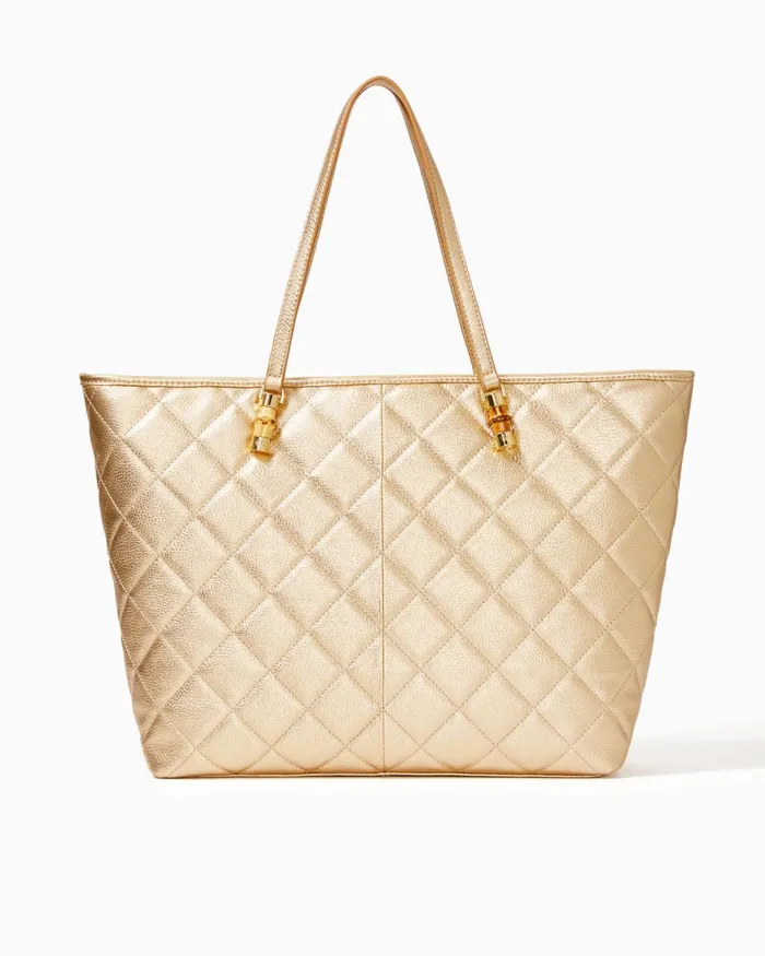 Bags WomenHome and Gifts Lilly Pulitzer Quilted Leather Meena Tote Gold Metallic Bags WomenHome and Gifts Lilly Pulitzer Quilted Leather Meena Tote Gold Metallic