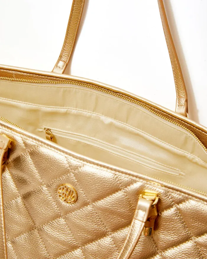 Bags WomenHome and Gifts Lilly Pulitzer Quilted Leather Meena Tote Gold Metallic Bags WomenHome and Gifts Lilly Pulitzer Quilted Leather Meena Tote Gold Metallic