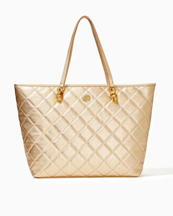 Bags WomenHome and Gifts Lilly Pulitzer Quilted Leather Meena Tote Gold Metallic Bags WomenHome and Gifts Lilly Pulitzer Quilted Leather Meena Tote Gold Metallic