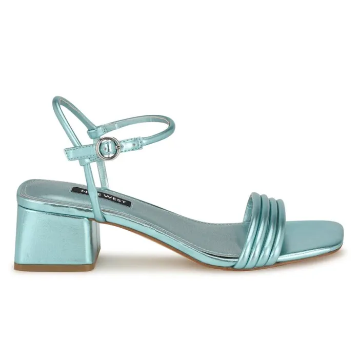 Bernise Block Heel Sandals Blue Women Nine West Heels