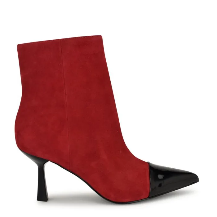 Birgy Pointy Cap Toe Dress Booties Red Suede Women Nine West Boots and Booties