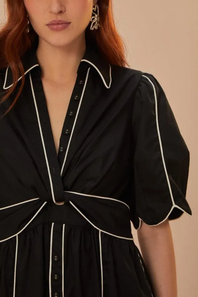 Black And White Short Sleeve Midi Dress Women FARM Rio Midi Dresses