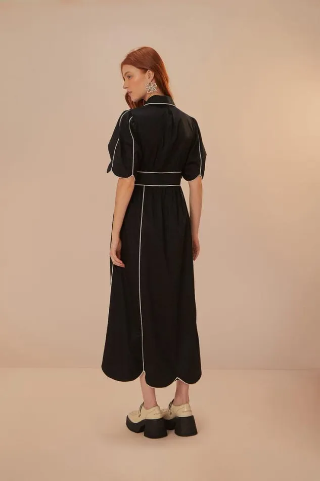 Black And White Short Sleeve Midi Dress Women FARM Rio Midi Dresses