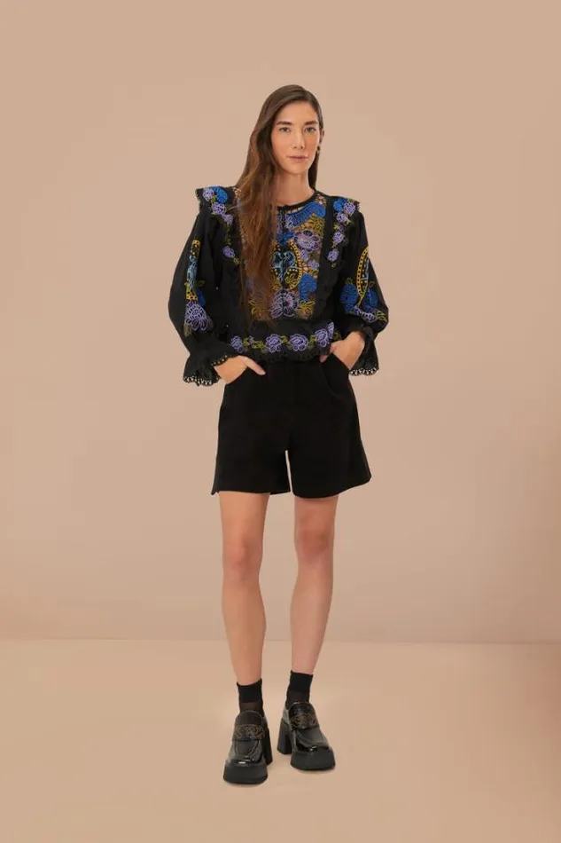 Black Corduroy Shorts Women FARM Rio Shorts