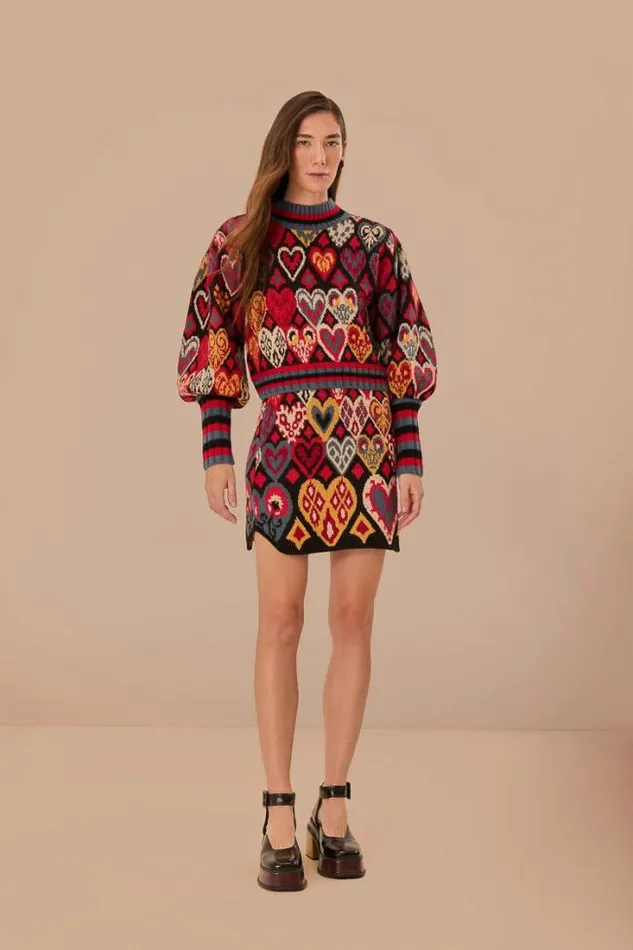 Black Hearts Ikat Knit Skirt Women FARM Rio Skirts