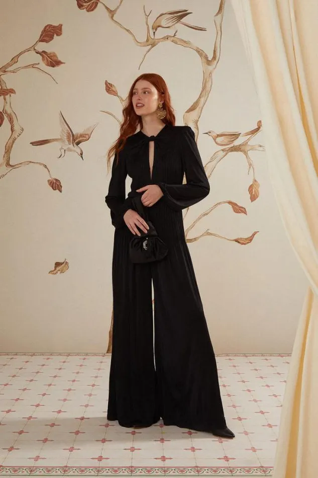 Black Long Sleeve Knot Jumpsuit Women FARM Rio Jumpsuits