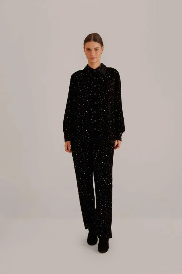 Black Velvet Pants Women FARM Rio Pants