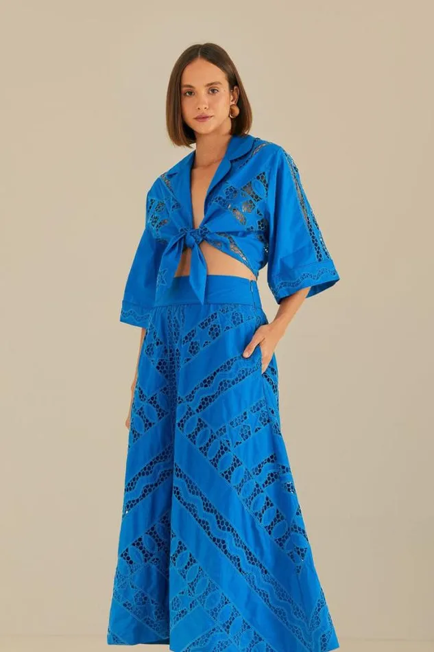 Blue Striped Richelieu Midi Skirt Women FARM Rio Skirts