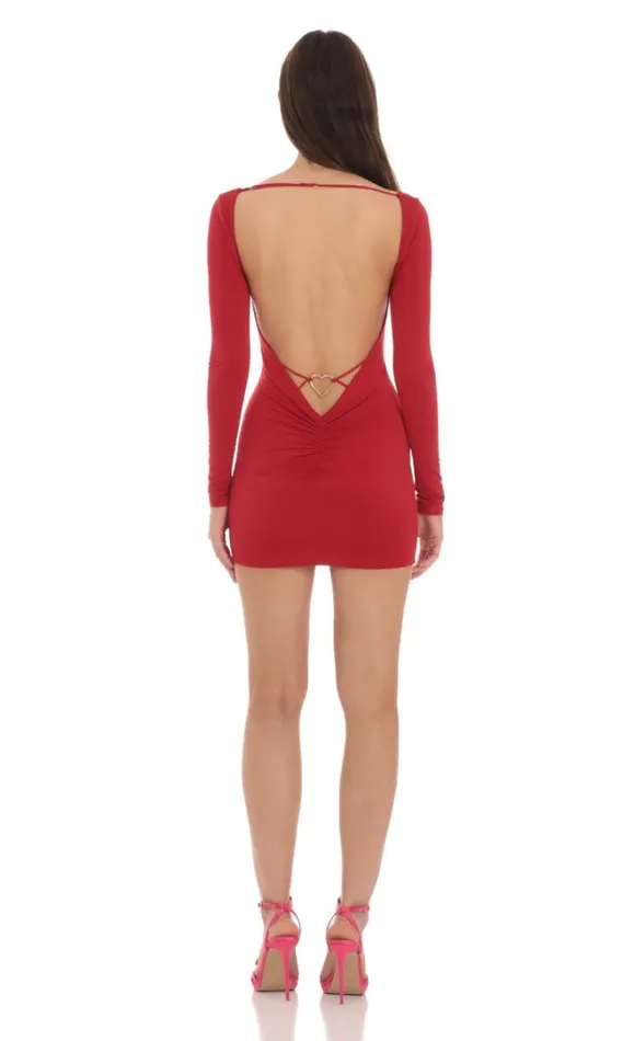 Bodycon Open Back Dress Red Women LUCY IN THE SKY Mini Dresses