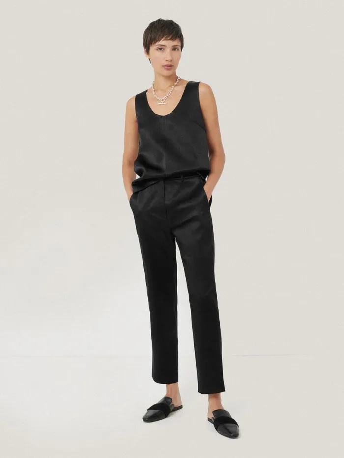 Bonded Satin Trouser Black Women Jigsaw Trousers
