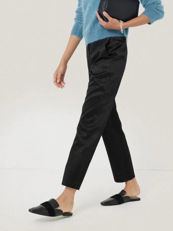 Bonded Satin Trouser Black Women Jigsaw Trousers