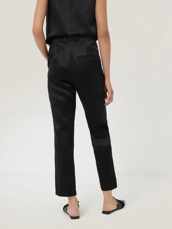 Bonded Satin Trouser Black Women Jigsaw Trousers