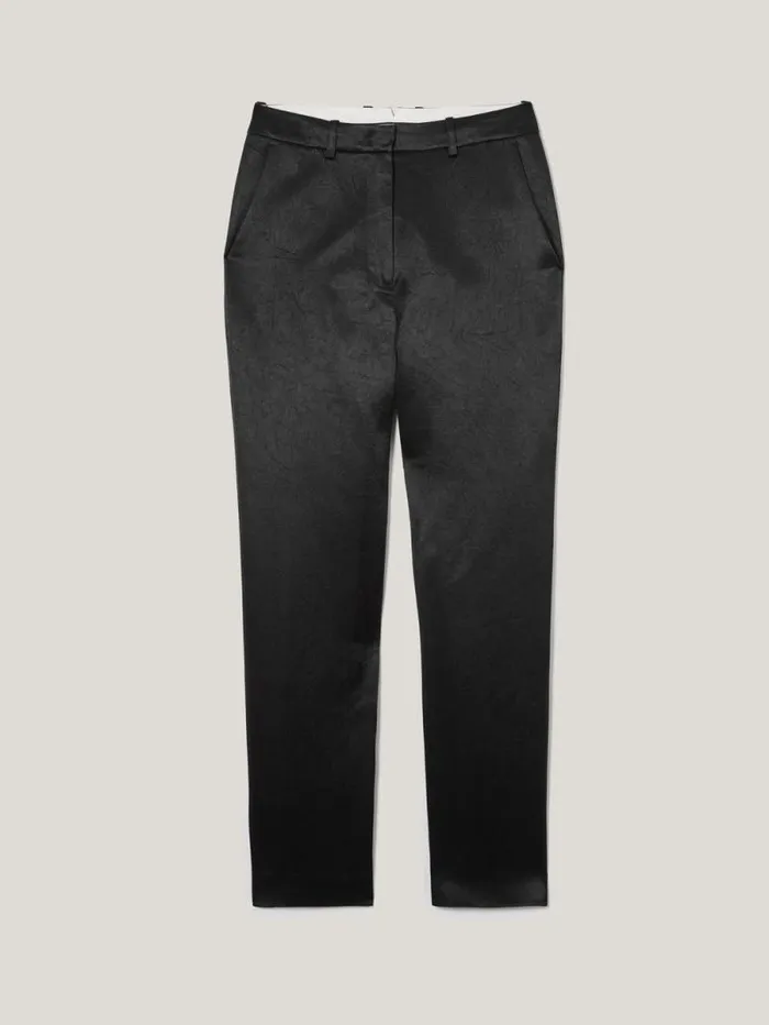 Bonded Satin Trouser Black Women Jigsaw Trousers