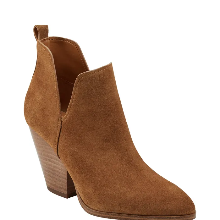 Booties Marc Fisher Women Tanilla Heeled Bootie Camel Suede