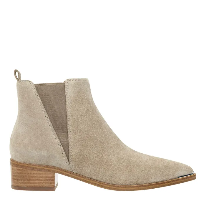 Boots and Booties Yale Pointy Toe Chelsea Bootie Taupe Suede 8211 Marc Fisher Women