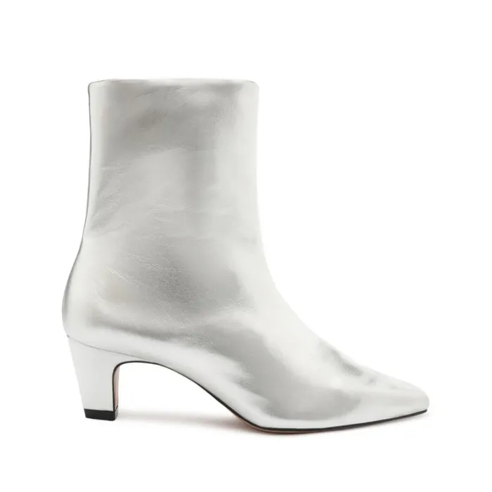 Boots Dellia Metallic Leather Bootie Silver Schutz Shoes Booties