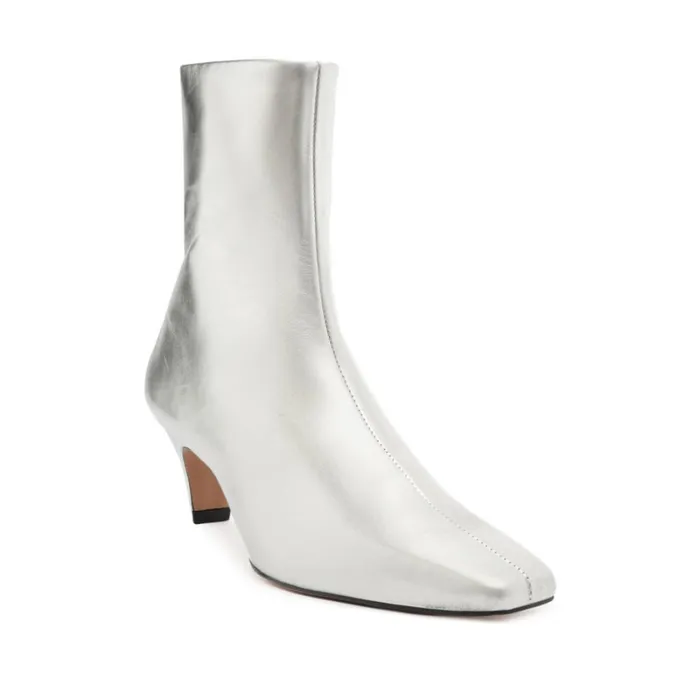 Boots Dellia Metallic Leather Bootie Silver Schutz Shoes Booties