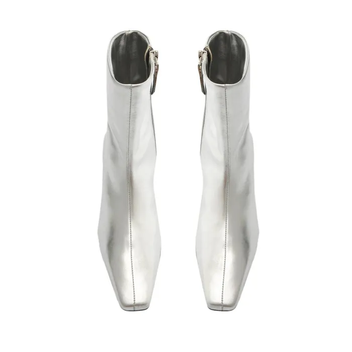 Boots Dellia Metallic Leather Bootie Silver Schutz Shoes Booties