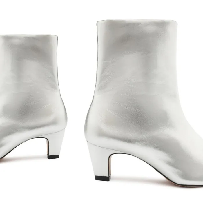 Boots Dellia Metallic Leather Bootie Silver Schutz Shoes Booties
