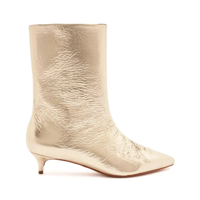 Boots Gail Smashed Metallic Bootie Gold Schutz Shoes Booties