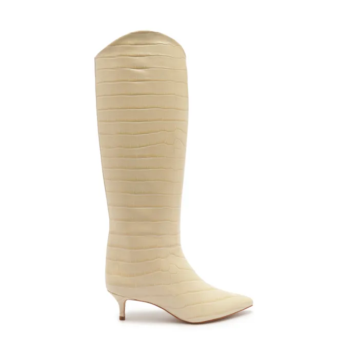 Boots Maryana Lo CrocodileEmbossed Leather Boot Eggshell Schutz Shoes Boots
